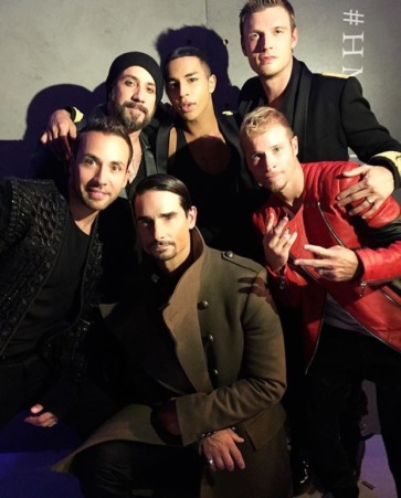 Backstreet Boys with Balmain designer Olivier Rousteing. Credit: Backstreet Boys.